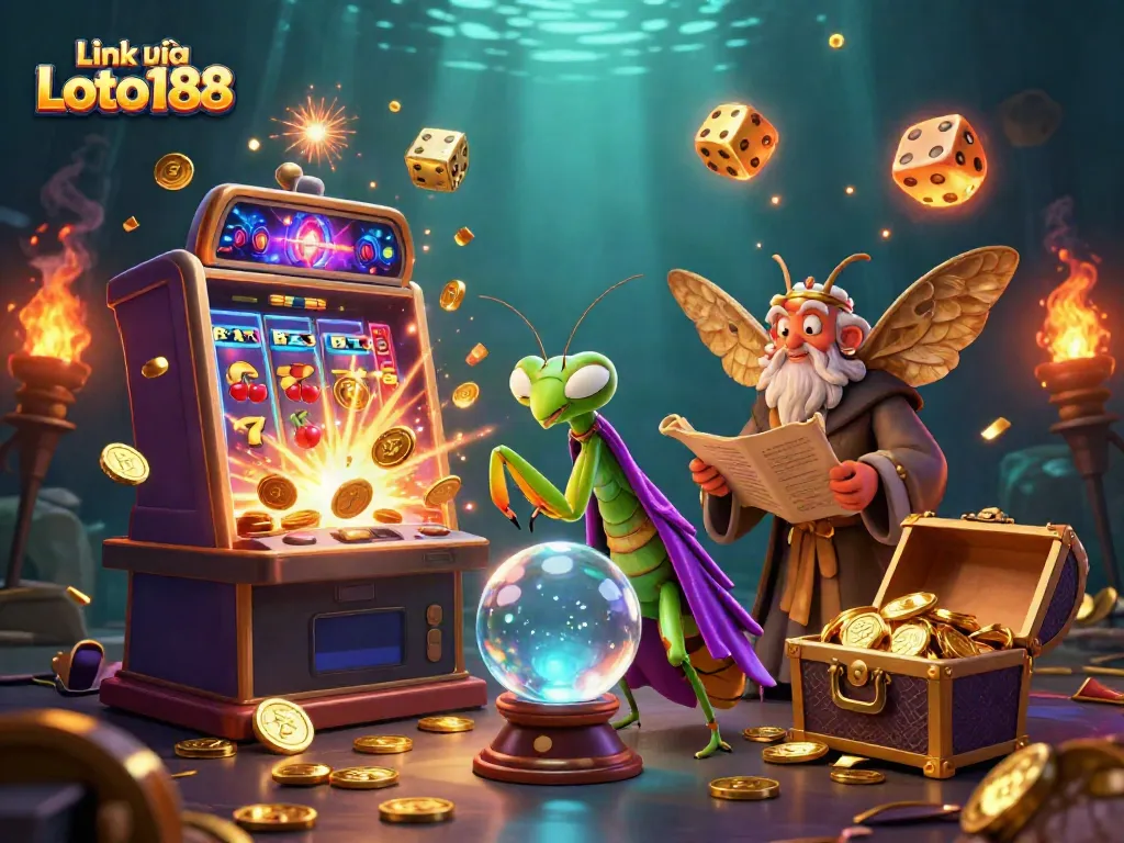 Engage in exciting casino adventures with Link vào Loto188, showcased in vibrant illustration.