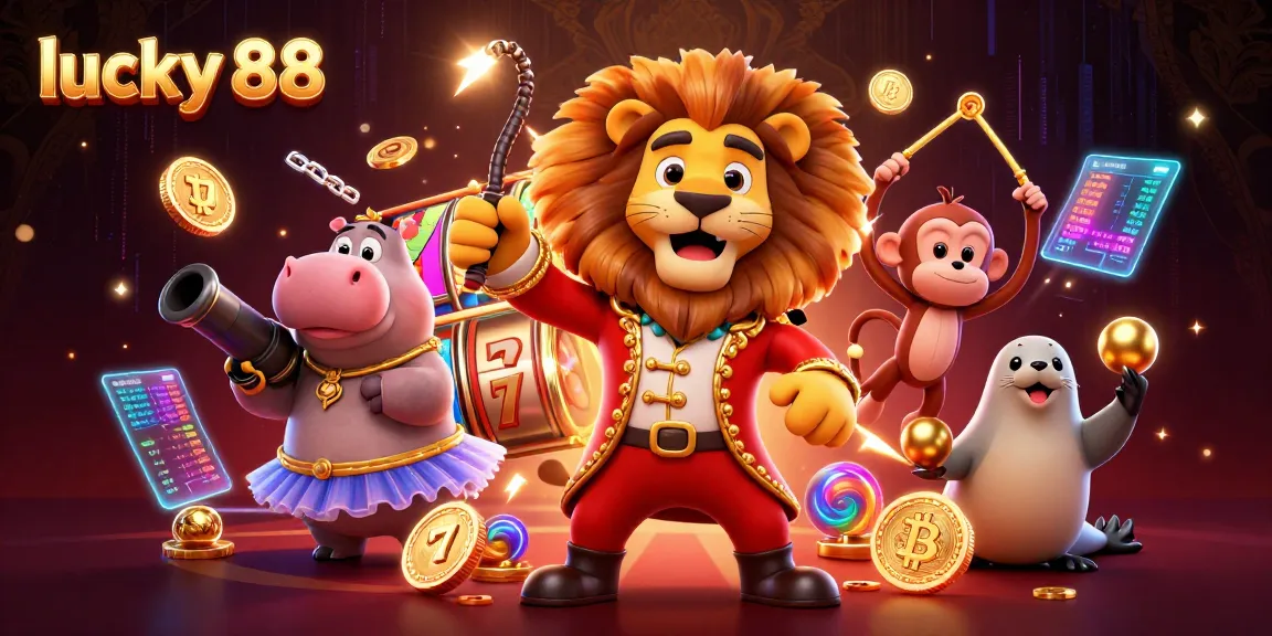 Spin the reels in lucky 88 with vibrant 3D characters and glowing crypto themes.