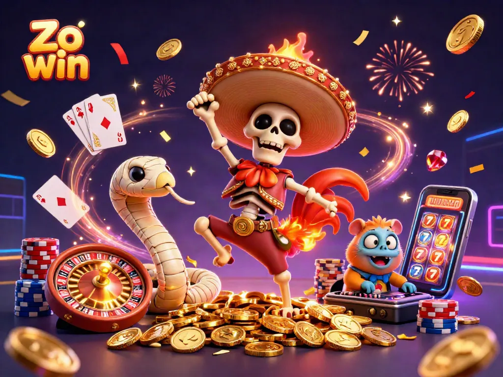 Join the celebration at Zo win with a vibrant scene of skeletons and gems as winnings soar!
