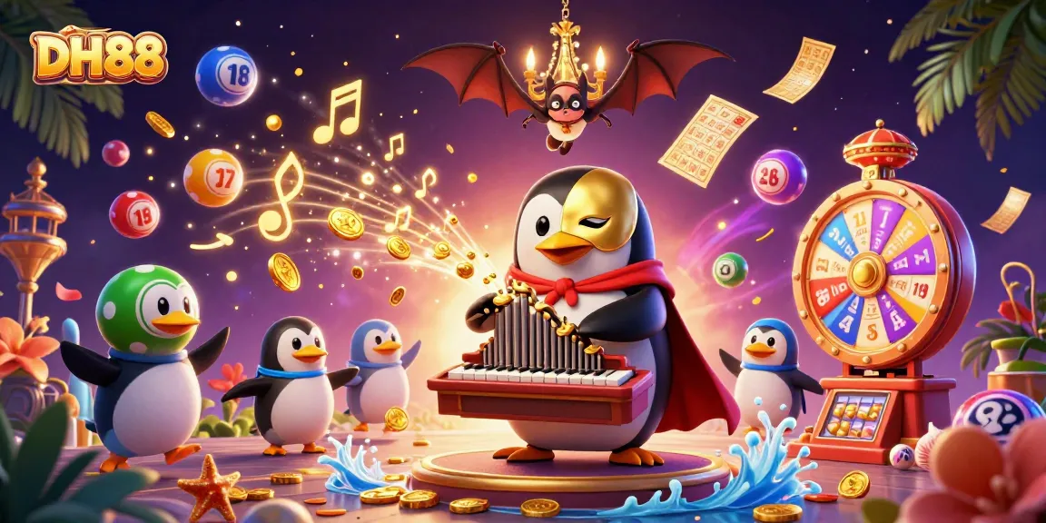 Win with DH88 at this vibrant casino-themed illustration featuring dynamic gaming elements.