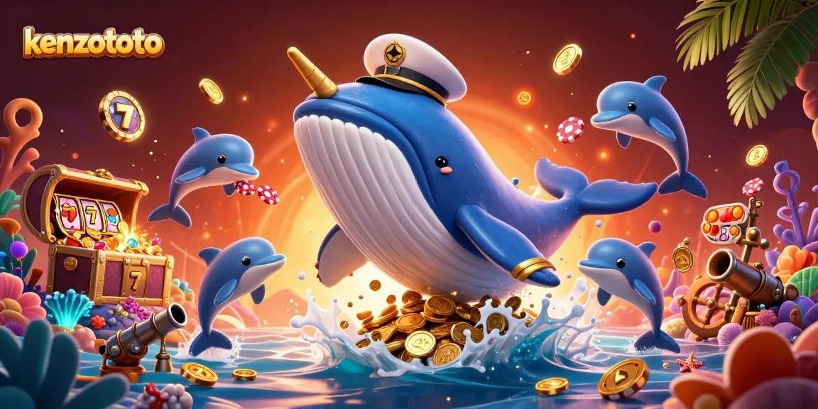 Engage in thrilling gaming action with kenzototo's vibrant 3D illustration featuring playful dolphins and treasures.