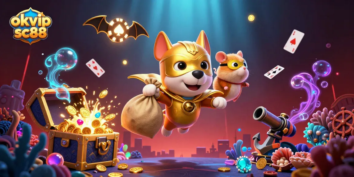 Engage with okvip sc88 through this vibrant 3D illustration showcasing an exciting casino adventure.
