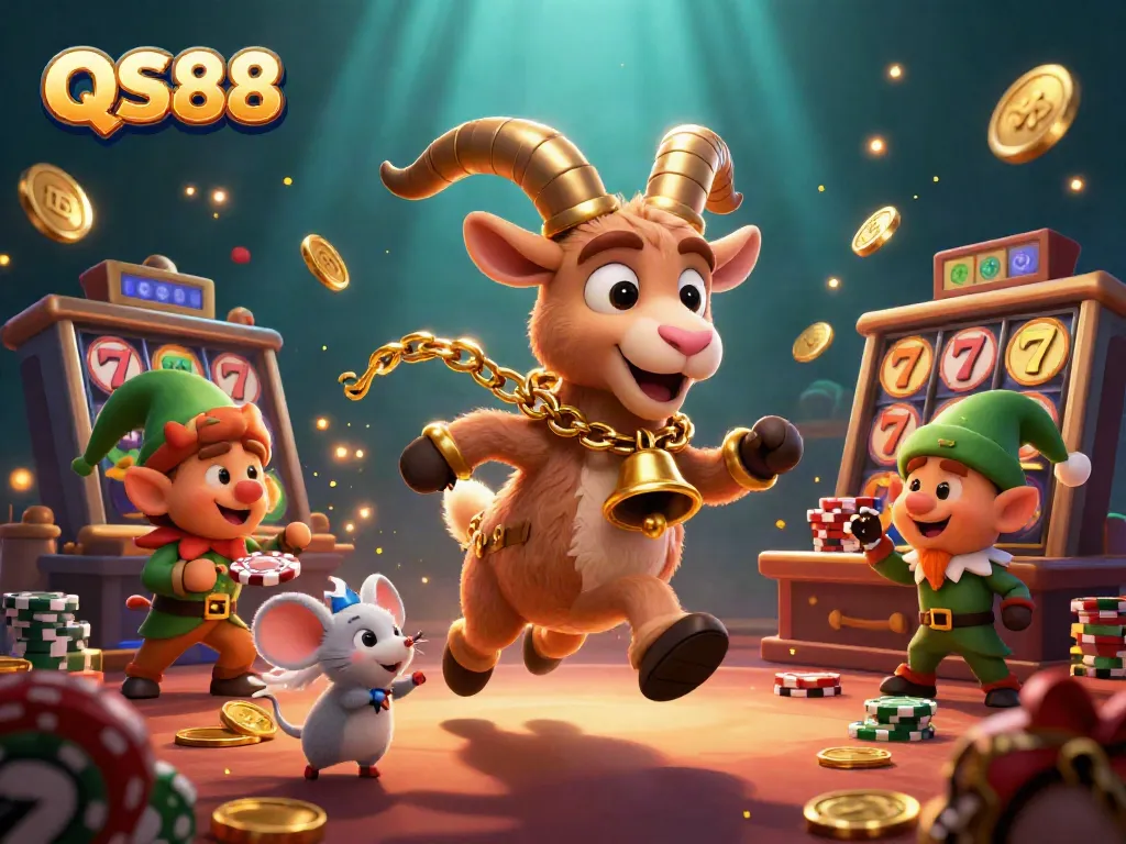 Engaging QS88 illustration showcasing characters in a vibrant casino setting with slot elements.