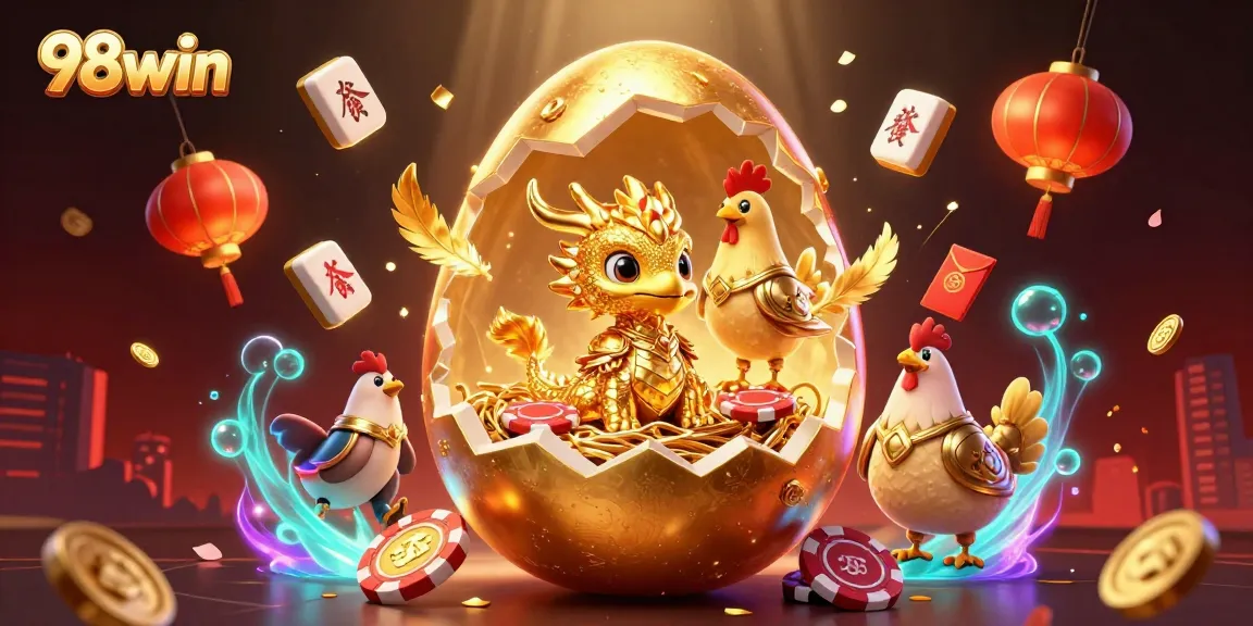 Engage with thrilling gameplay at 98win featuring a golden dragon on poker chips amidst rich casino elements.