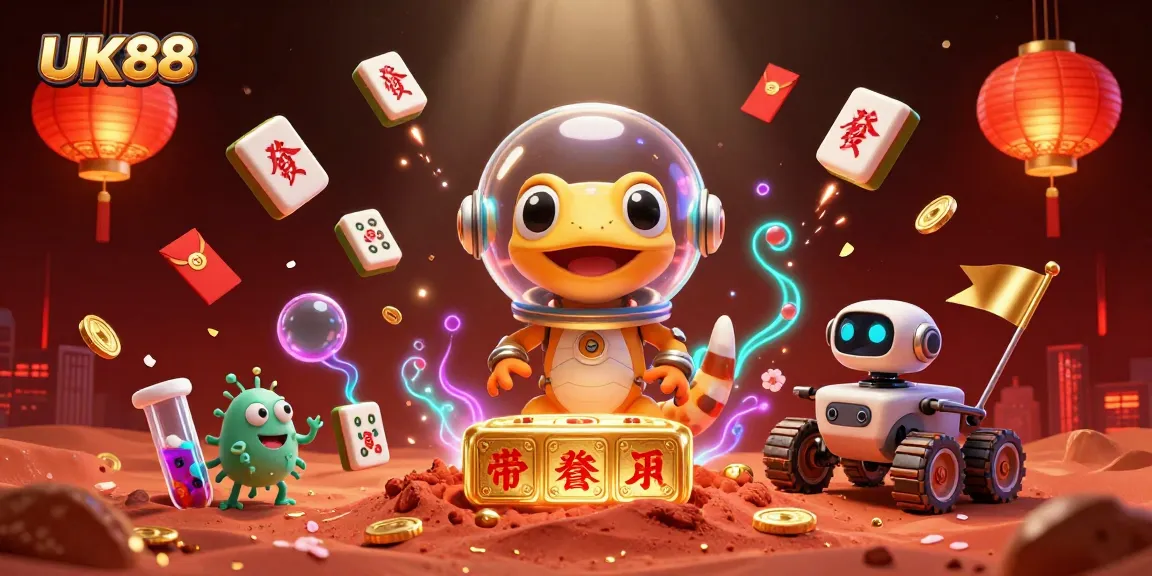 Engage in thrilling gaming experiences at UK88 with a vibrant casino scene featuring Martian themes.