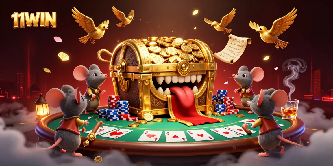 Engage in thrilling adventures with 11WIN's golden treasure chest and dynamic poker scene.