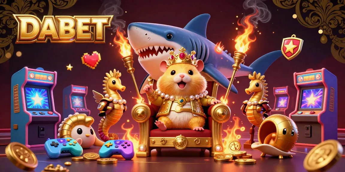 DABET brings excitement with a magical scene featuring a hamster king, seahorse guards, and arcade games.
