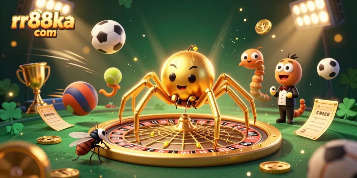 Experience thrilling bets at rr88ka com with a golden spider spinning a roulette web!