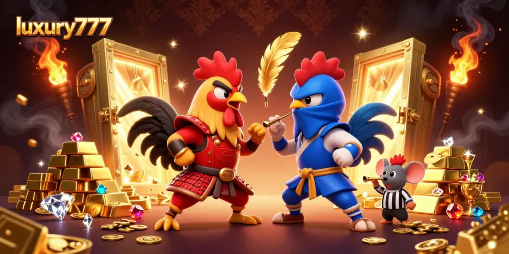 Experience luxury777 slot adventures with dynamic roosters in an exciting casino showdown.