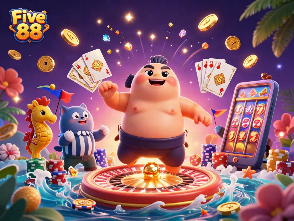 Experience excitement at Five 88 with vibrant games and rewards, capturing the essence of online gaming.