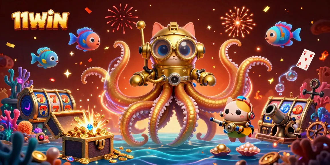 Experience thrilling action with 11WIN's kraken treasure hunt featuring vibrant slot game elements.