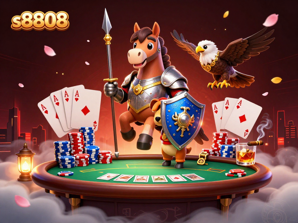 Experience thrilling poker action at s8808 with fantastical knights and vibrant casino elements.