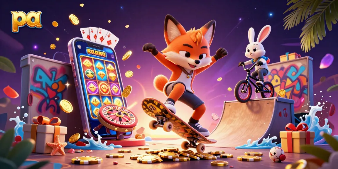 Experience thrilling gaming with the lively characters in the pa-inspired casino scene.