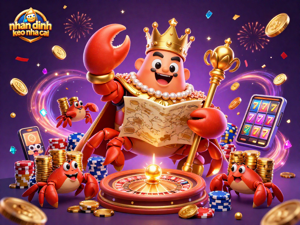 Engage with the vibrancy of nhan dinh keo nha cai as a golden crab emperor rules a casino scene filled with treasures.