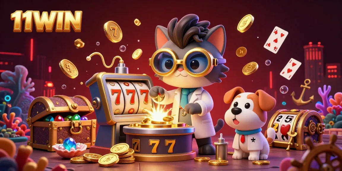 Win exciting jackpots at 11WIN with immersive 3D casino adventures featuring golden coins and vibrant slots.