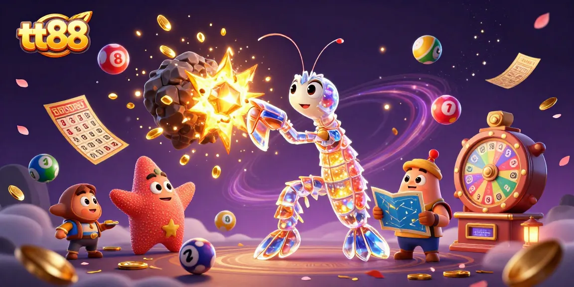 Experience thrilling action at tt88 with a vibrant scene of a galactic samurai amidst colorful lottery games.