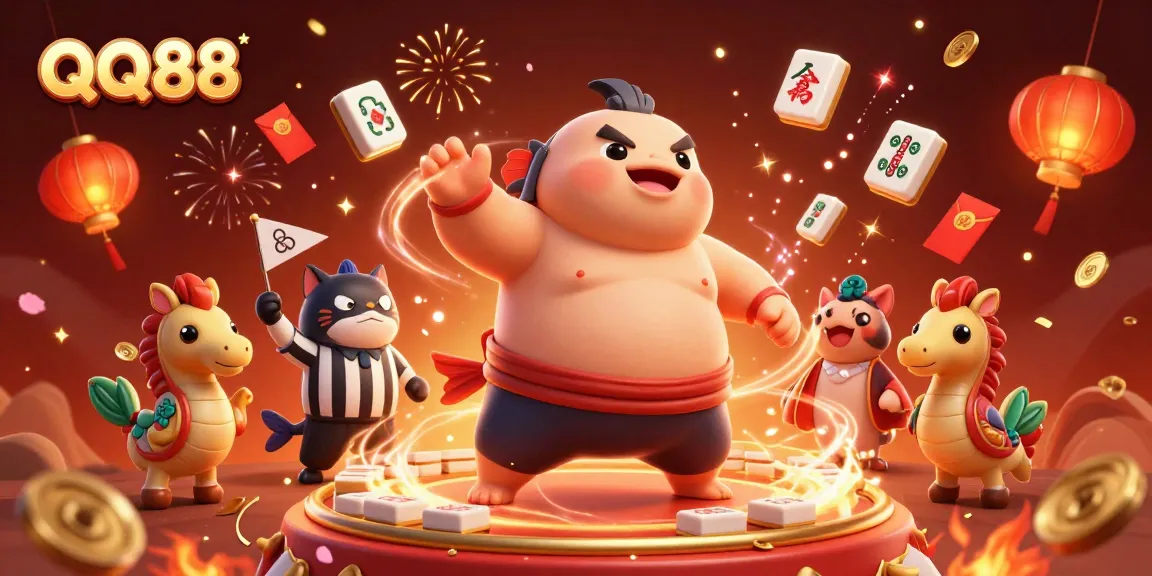 Engage in stunning QQ88 gameplay with vibrant cartoon characters and exciting casino elements.