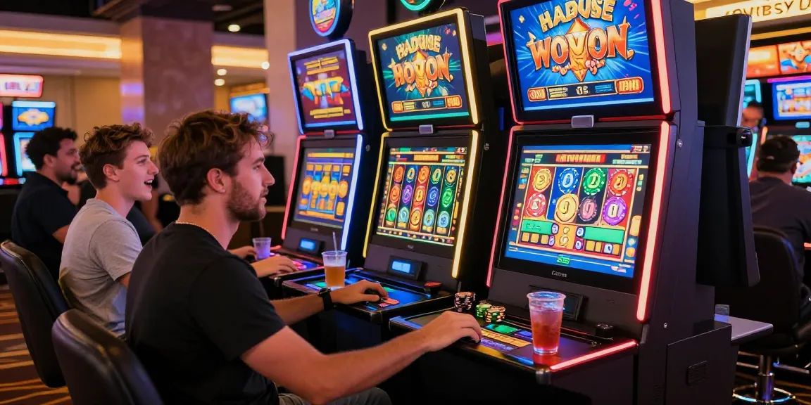 Exciting bonus buy slots UK gaming scene with players engaging in colorful slot features and vibrant casino atmosphere.