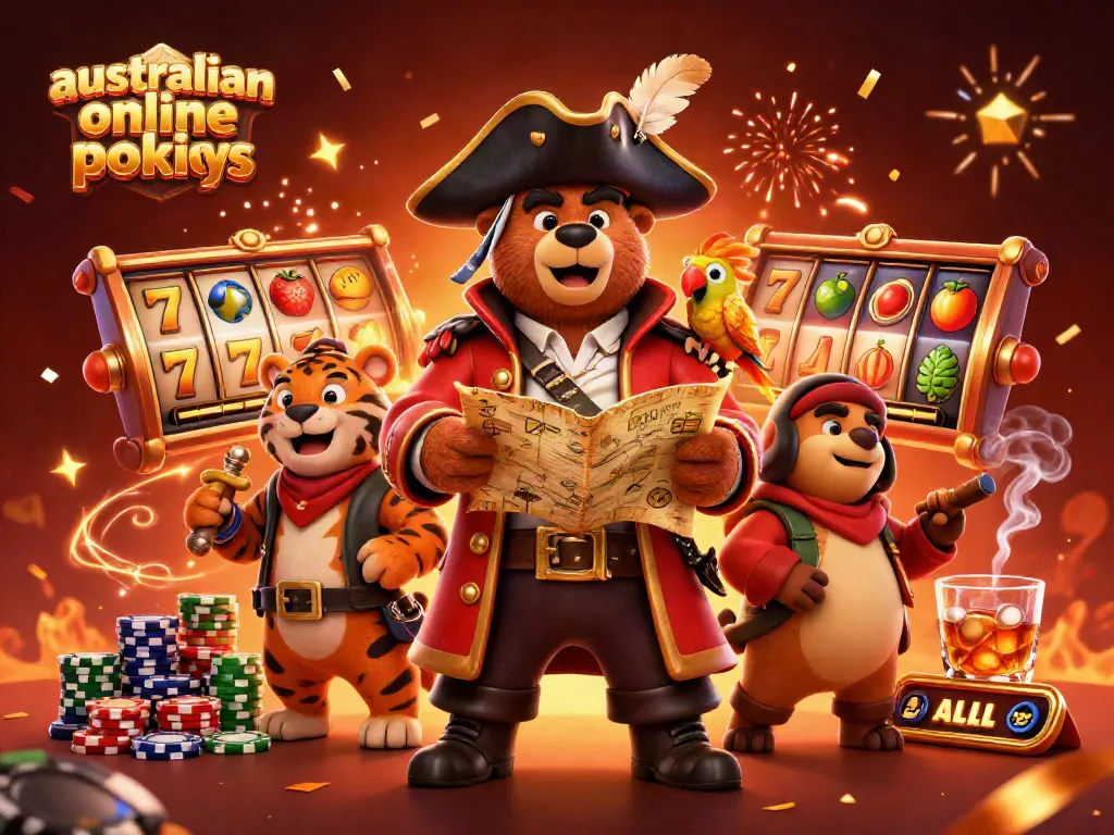Experience excitement with australian online pokies in an engaging 3D casino illustration featuring vibrant themes.