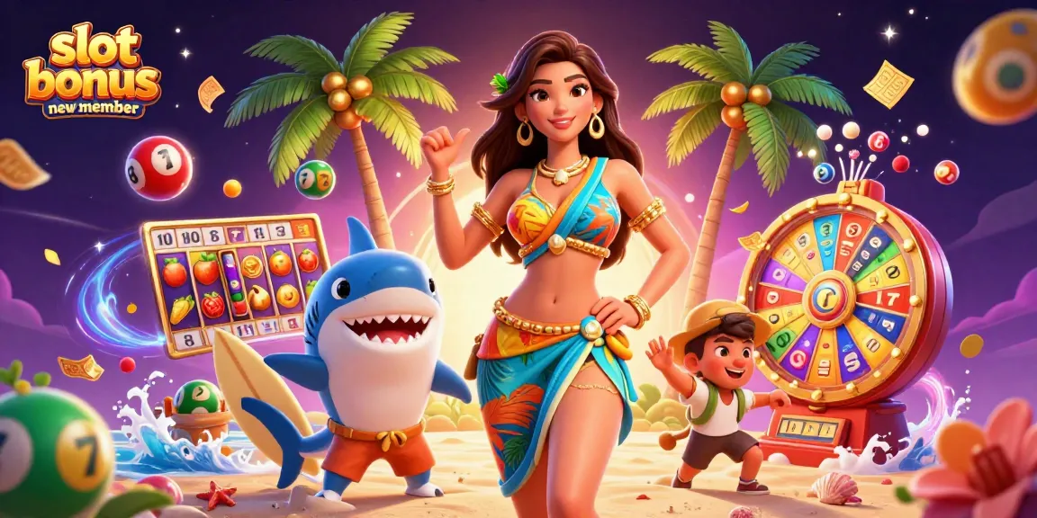 Boost your winnings with the slot bonus new member offer, featuring vibrant slot reels and dynamic game elements.