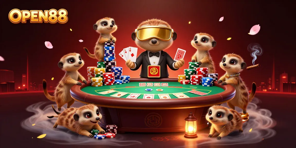 Join the excitement at OPEN88 with meerkats managing an elaborate casino operation.