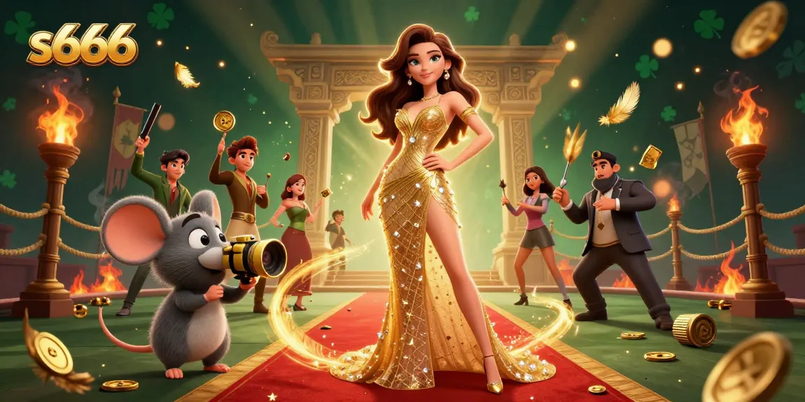 Play exciting games at s666 with a stunning woman and a paparazzi mouse capturing the moment of thrill.