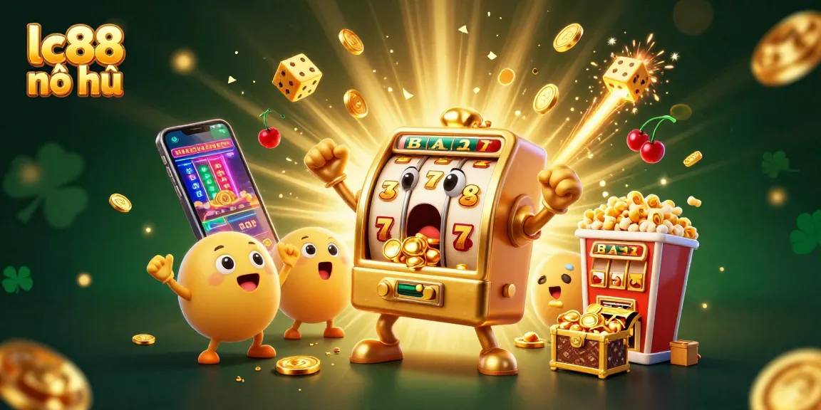 Experience excitement with lc88 nổ hũ as golden slot machines shower coins, embodying the thrill of hitting jackpots.
