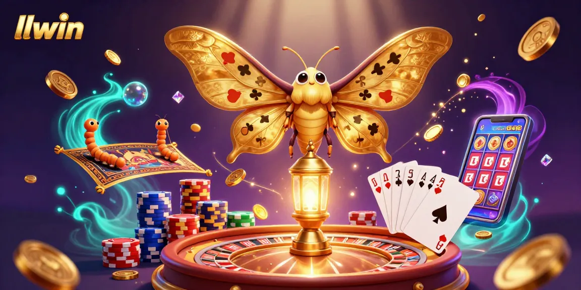 Experience thrilling gaming at llwin with a dynamic casino scene featuring a glowing atlas moth.