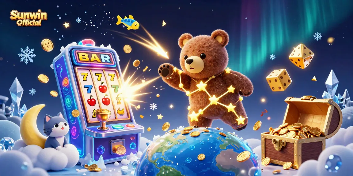 Spin big wins with Sunwin Official in this vibrant casino scene featuring a jackpot explosion.