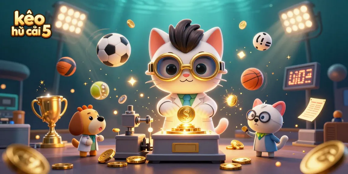 Engage with kèo nhà cái 5 and win big with thrilling sports betting elements illustrated in a vibrant scene.