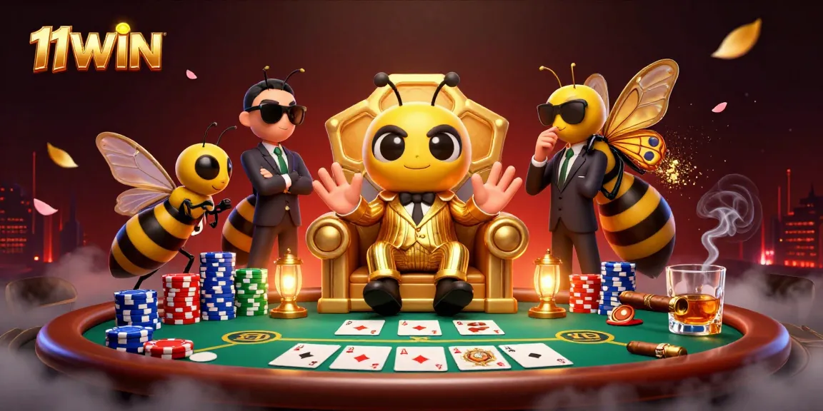 Engage with 11WIN in vibrant poker action in a dynamic 3D casino scene.